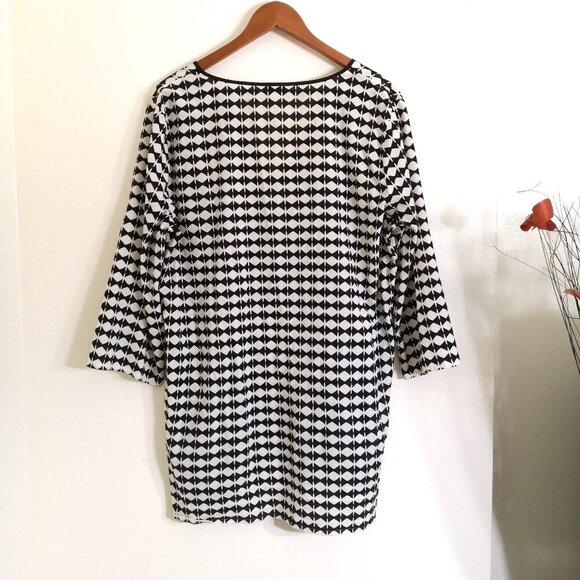 J. Crew 100% Cotton Geometric Tunic Top Black/Ivory Size XL - Picture 4 of 6